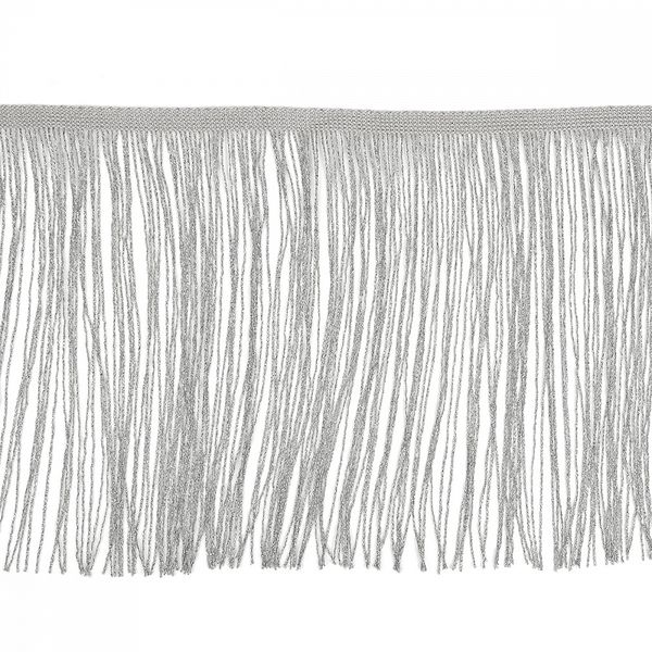 Бахрома отделочная широкая 200.0 мм / 5 метров, с люрексом, серебро