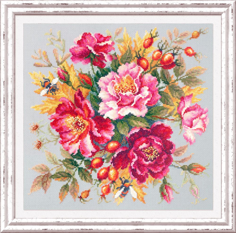 Набор для вышивания нитками Чудесная игла, Магия цветов. Шиповник, 30х30 см