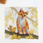 Набор для вышивания нитками МП Студия, Пушистый рыжик 19х19см