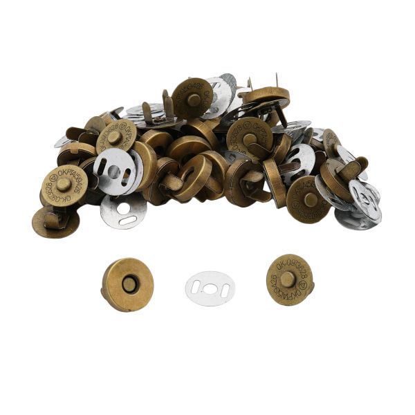 Кнопка магнитная металл ⌀14.0 мм, латунь, 20 шт