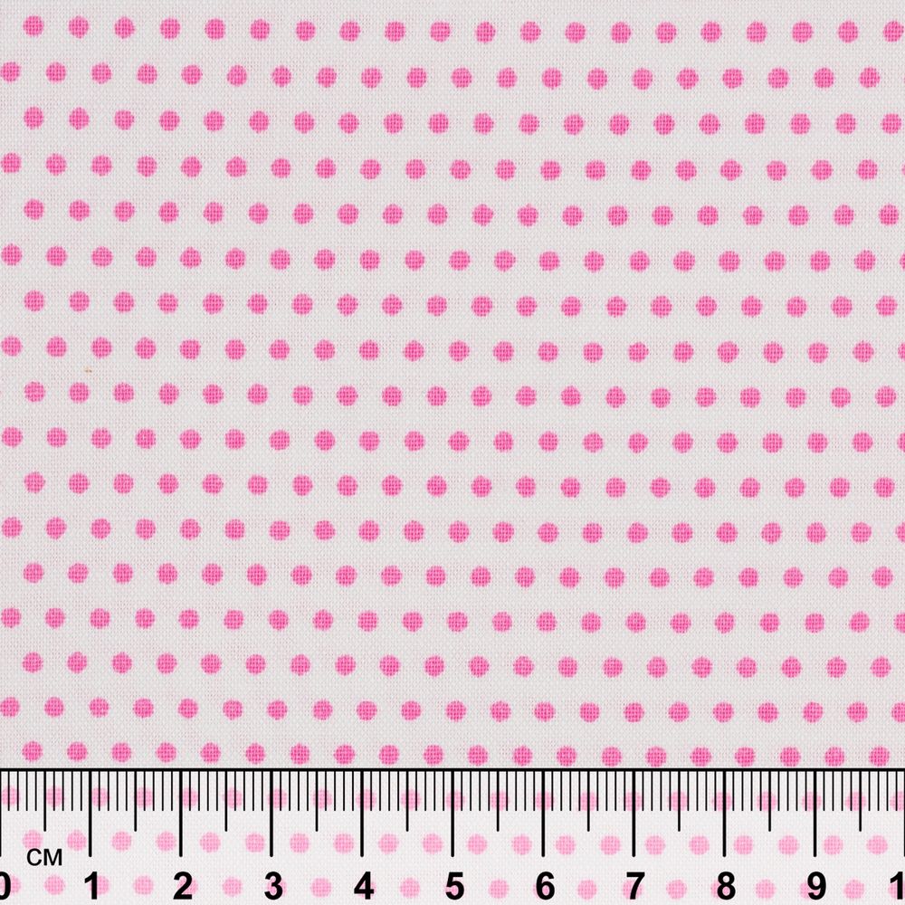 Ткань для пэчворка Peppy Бабушкин сундучок, рулон 112 см / 5 метров, БС-05 кр.горох белый/яр.розовый, Peppy