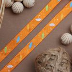 Лента репсовая (в рубчик) Зонтики, 10 мм, 3м, оранжевый