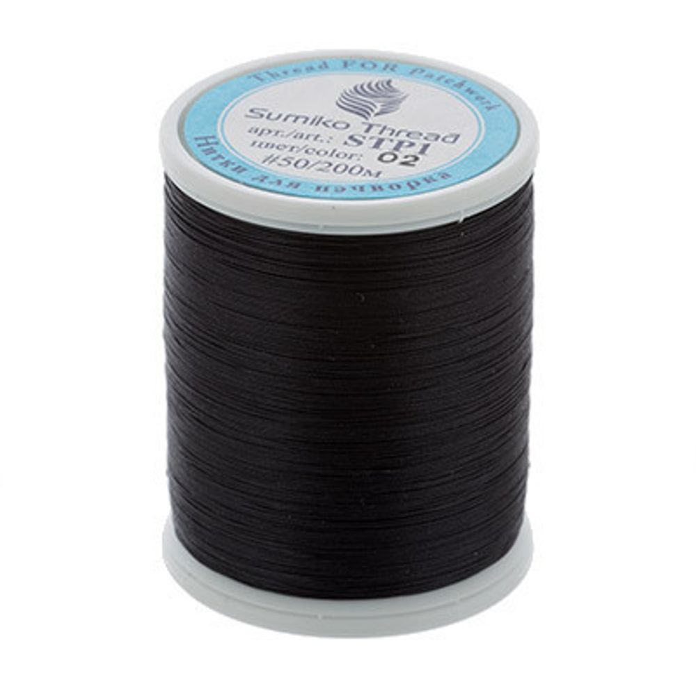 Нитки для пэчворка SumikoThread 200 м, (219 ярд), 02 черный