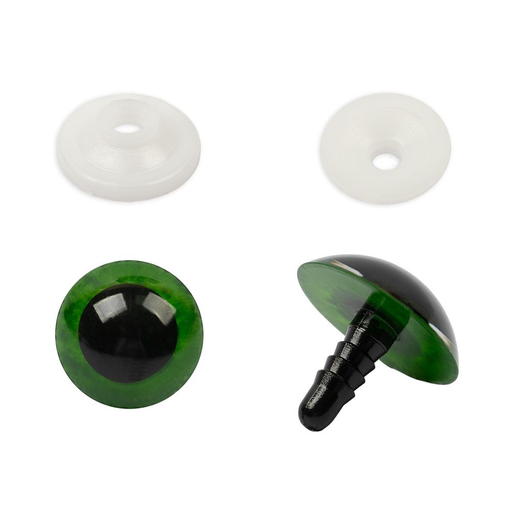 Глазки кукольные кристальные с фиксатором ⌀22 мм, 5х2 шт, зеленый, HobbyBe PGKS-22