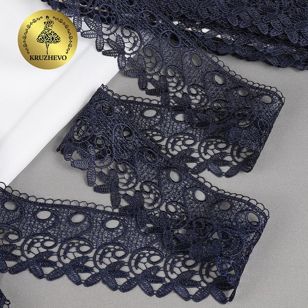 Кружево гипюр (плетёное) 70 мм / 13.71 метров, TBY.1416, цв.F330 темно-синий