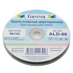 Лента атласная 2-сторонняя 6.0 мм / 22.8±1 метра, 142 бл.салатовый/бл.розовый, Gamma ALD-06