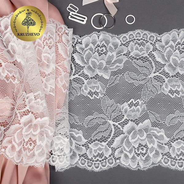 Кружево бельевое эластичное 180 мм / 3 метра, TBY.L838, цв.004 сумрачно-белый