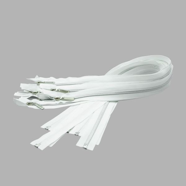 Молния спираль (витая) Т7 (7 мм) 1 зам., разъем., 60 см, никель / белый, 10 шт