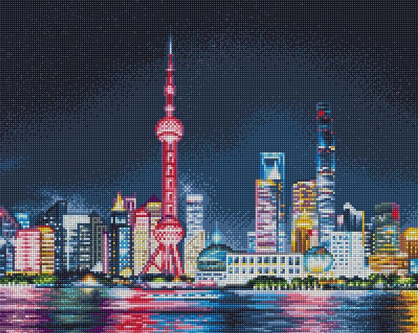 Алмазная (кристальная) мозаика Фрея ALVA 15, Ночной Шанхай, 40х50 см