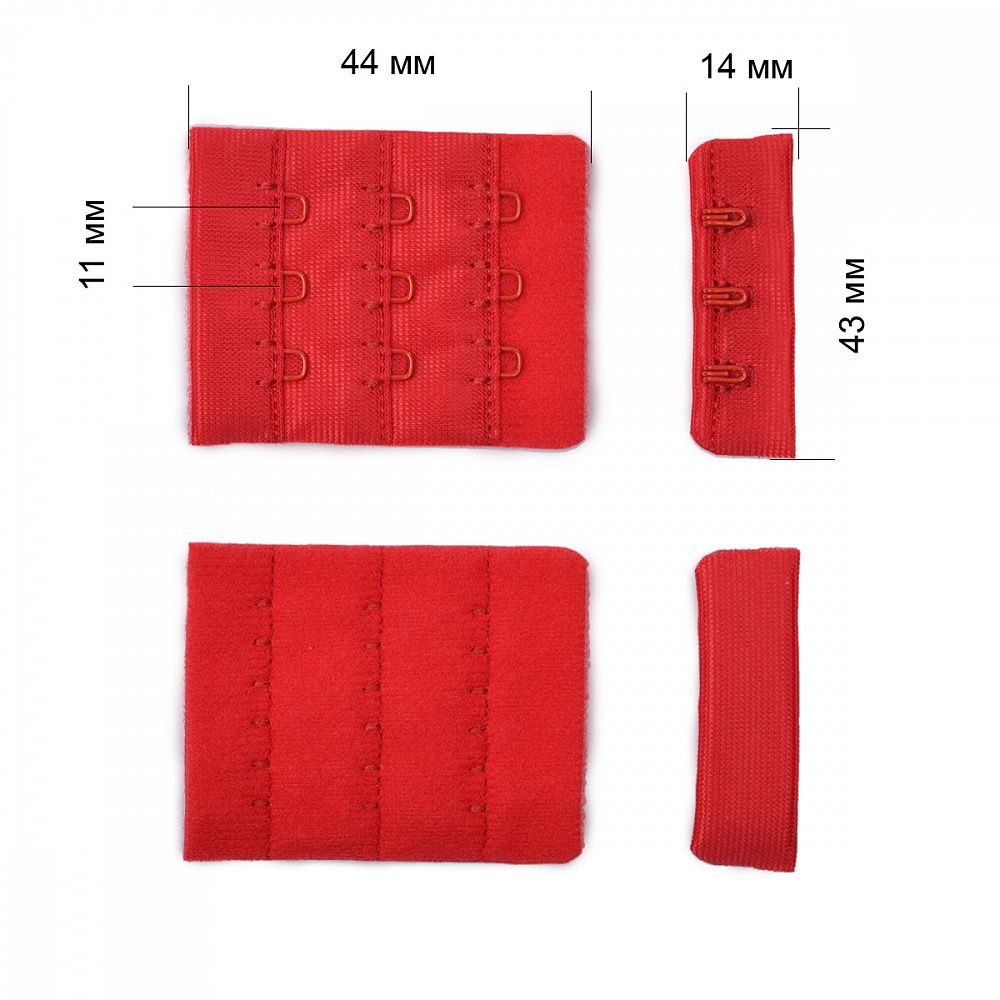 Застежки для бюстгальтера текстильные 3х3, 44 мм, 50 шт, 100 красный, Arta Застежки для бюстгальтера текстильные 3х3, 44 мм, 50 шт, 100 красный, Arta