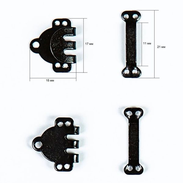 Крючки брючные (юбочные) пришивные 11 мм (15х21 мм), цв. черный, 50 шт, BIG