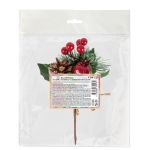 Веточка декоративная хвойная с шишкой и ягодами 19 см, 3 шт, 01, Blumentag