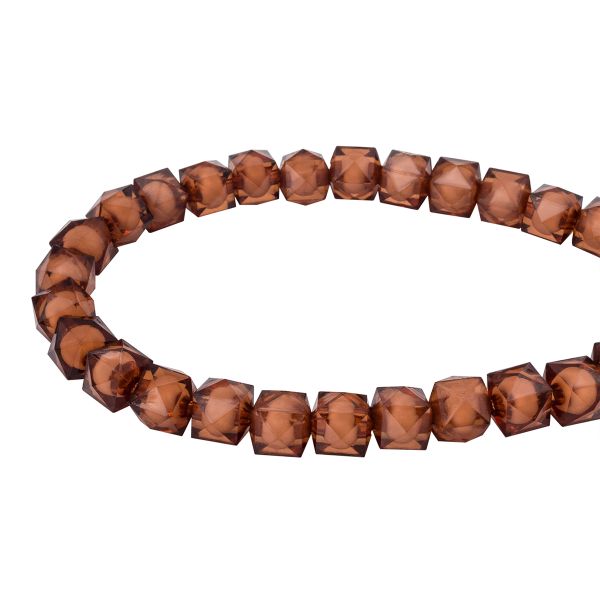 Бусины акрил ⌀10 мм, 500 г, в цвете с белой сердцевиной, граненый куб, 52 коричневый, Astra&Craft