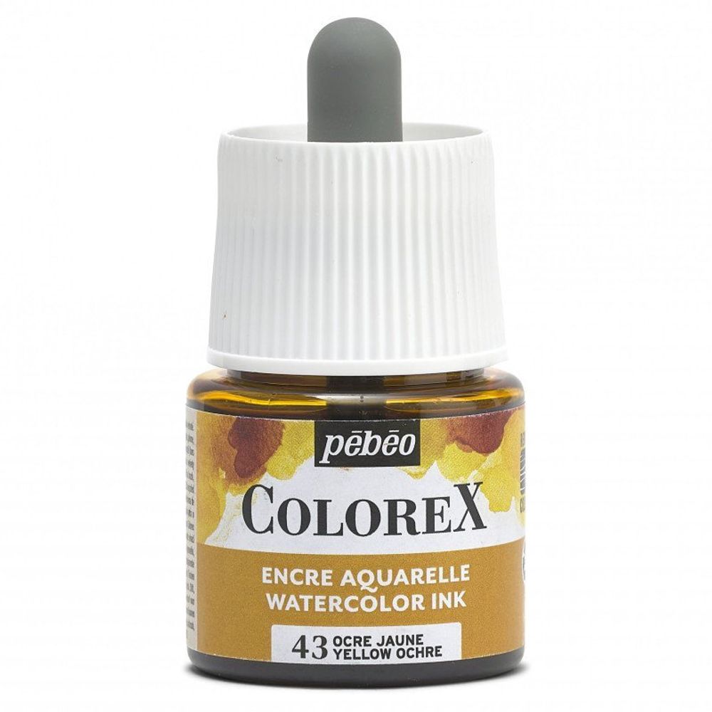 Краска акварель акварельные чернила Colorex 45 мл, охра желтая, Pebeo 417043