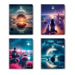 Тетрадь ученическая общая, A5 96 л. на гребне 65 г/м², белизна 100 %, 4 шт, клетка, 01200 Магия заката, Светоч Т115