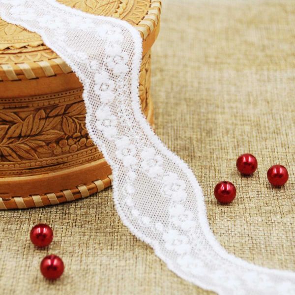 Кружево эластичное (стрейч) 40 мм, 3,4 м, ±4 см, белый