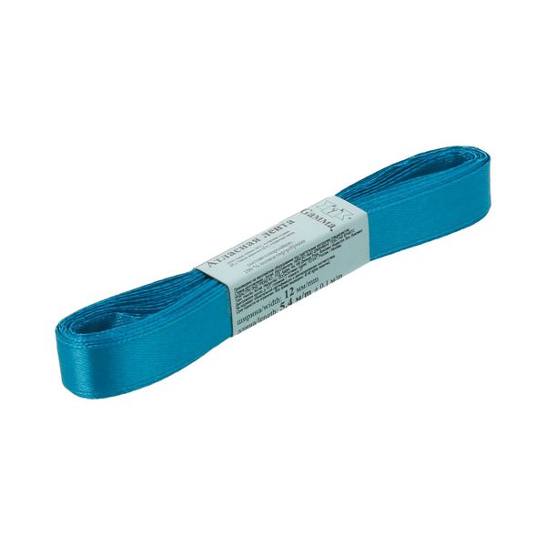Лента атласная 1-сторонняя 12.0 мм / 10 шт по 5.4 метра, №074 ярко-голубой, Gamma AL-12P