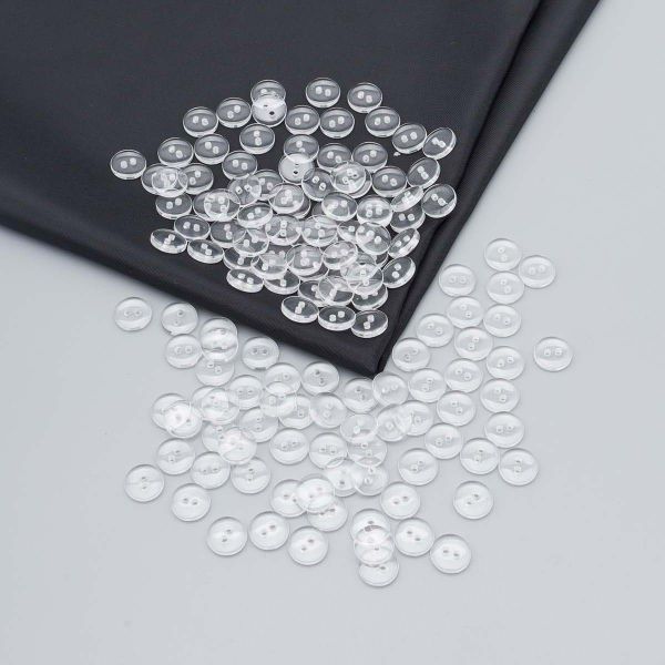 Пуговицы 2 прокола 16L (10мм), пластик (Clear (прозрачный)), NE61, 144 шт