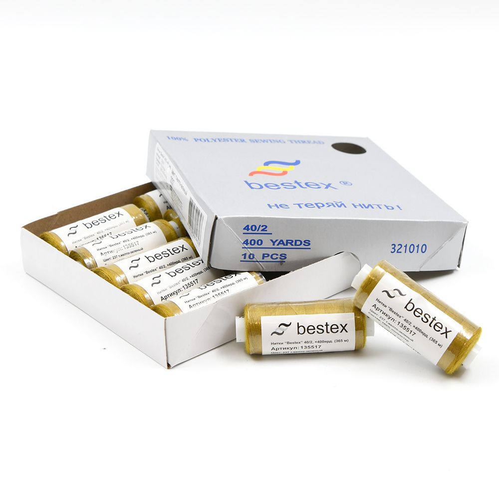 Нитки швейные бытовые Bestex 40/2, 365 м (400 ярд) / 10 кат., 237 фисташковый