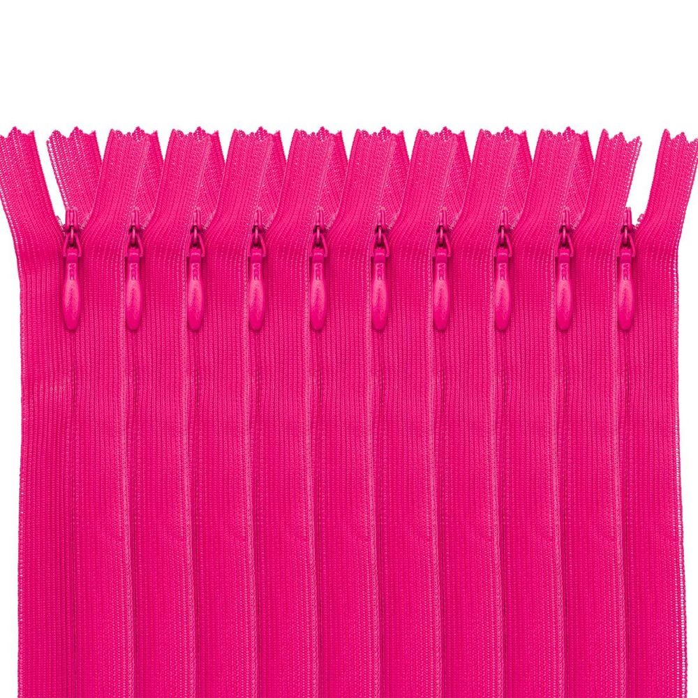 Молния потайная (скрытая) Т3 (3 мм) 1 зам., н/раз., 20 см, фуксия, 31219 / 20, 10 шт
