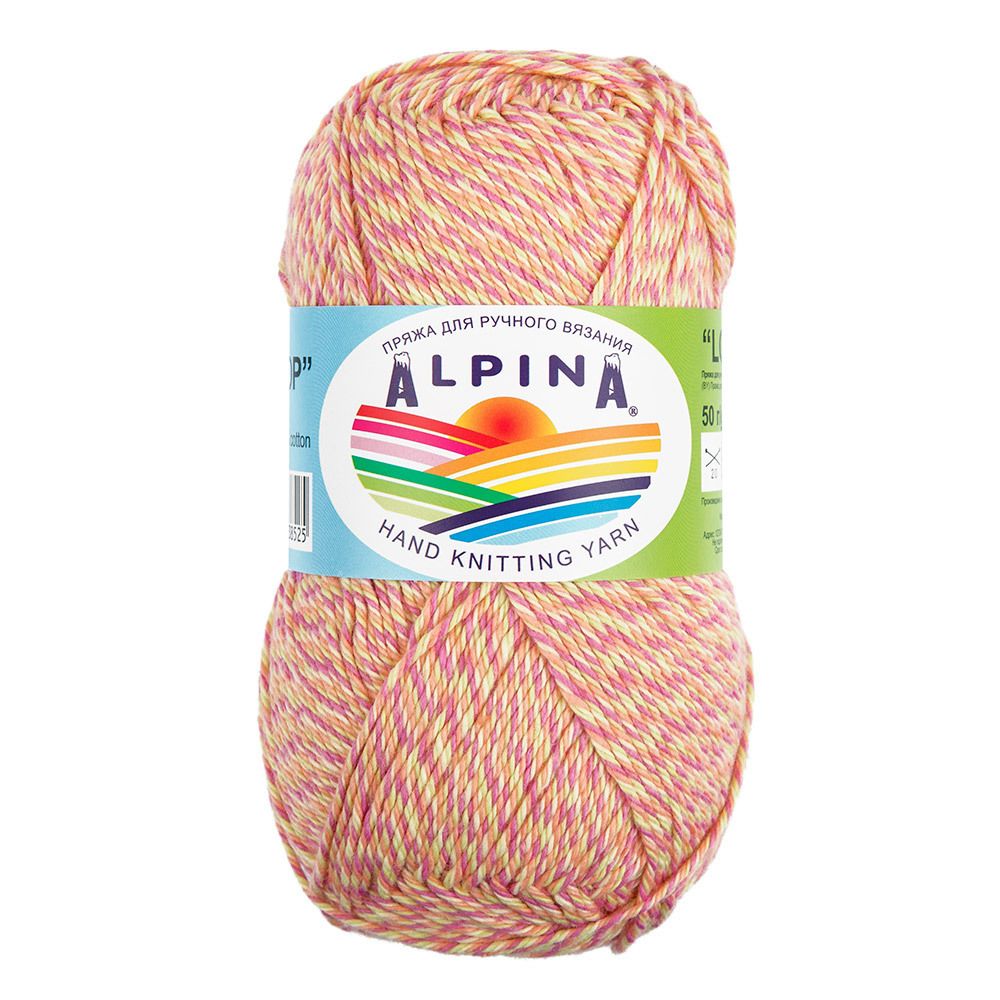 Пряжа Alpina Lollipop / уп.10 мот. по 50г, 175м, 07 салатовый-малиновый-коралловый-персиковый