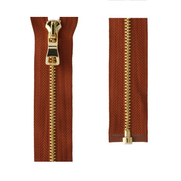 Молния металл Т5 (5 мм) 1 зам., разъем., 70 см, декор, золото, каштановый Premium, MLP-5 Gamma, 1 шт
