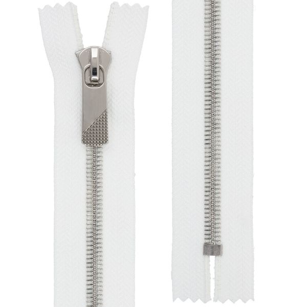 Молния металл Т8 (8 мм) 1 зам., н/раз., 20 см, декор, серебро, белый, KAP-8 Gamma, 5 шт