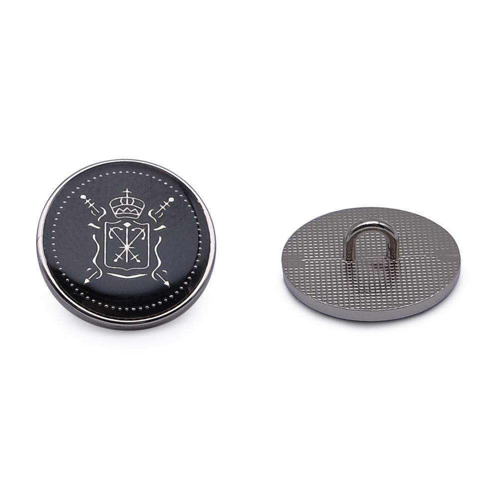 Пуговицы на ножке Герб 32L (20мм), металл (Black/S (черный/серебро)), ME-657, 36 шт