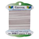 Лента (тесьма) шелковая 7.0 мм / 9.1±0.5 метров, M027 бежевый/св.св.бежевый, Gamma SRM-7