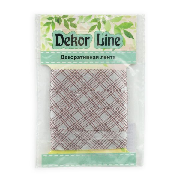 Лента атласная с рисунком Пересечение 15.0 мм / 3 метра, розовый, Globus