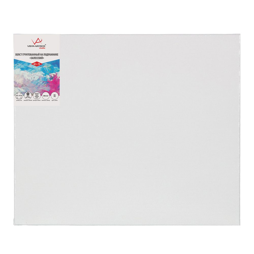 Холст грунтованный на подрамнике 60х70 см, 390 г/м², 2 шт, Залесский среднезернистый, Vista-Artista PLMG-6070