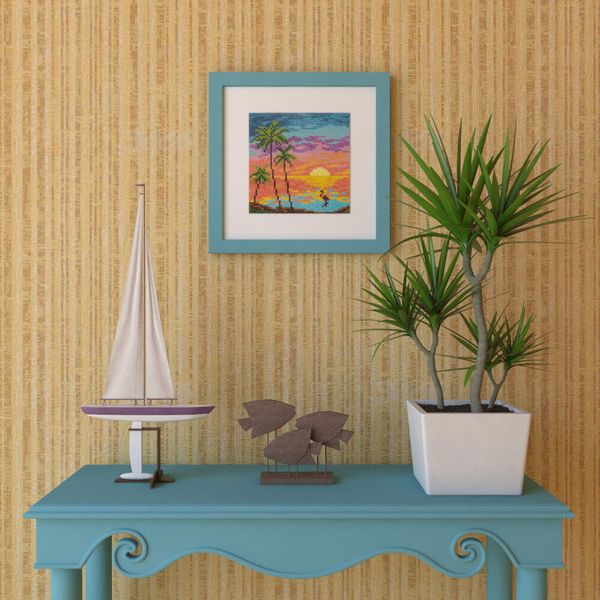 Алмазная (кристальная) мозаика Фрея, Морской закат, 14х14 см