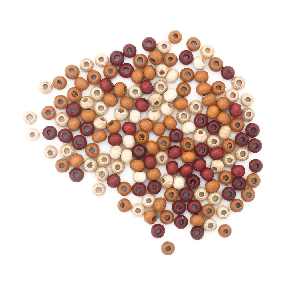 Бусины дерево коричневый микс, 4 мм, 155 шт, Glorex /TOS/