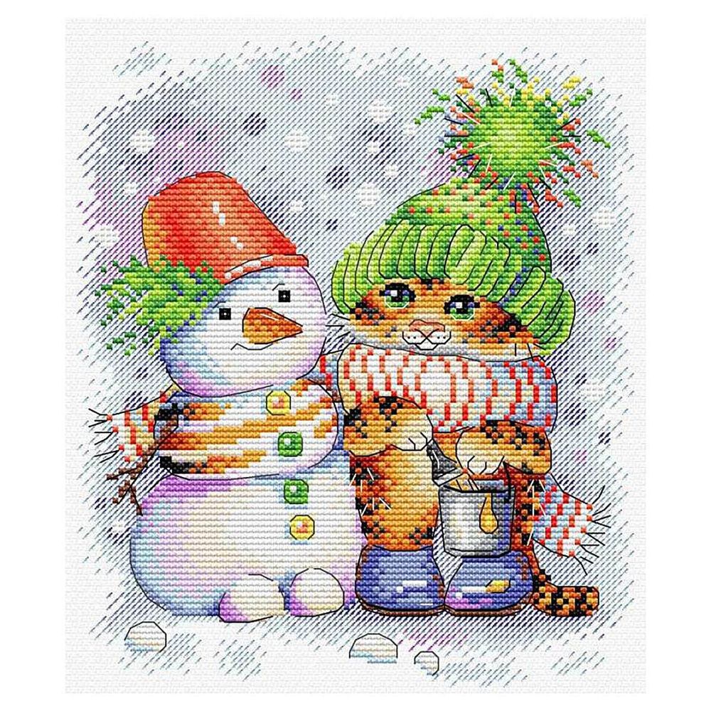 Набор для вышивания нитками МП Студия, Полосатая зима 21х18см