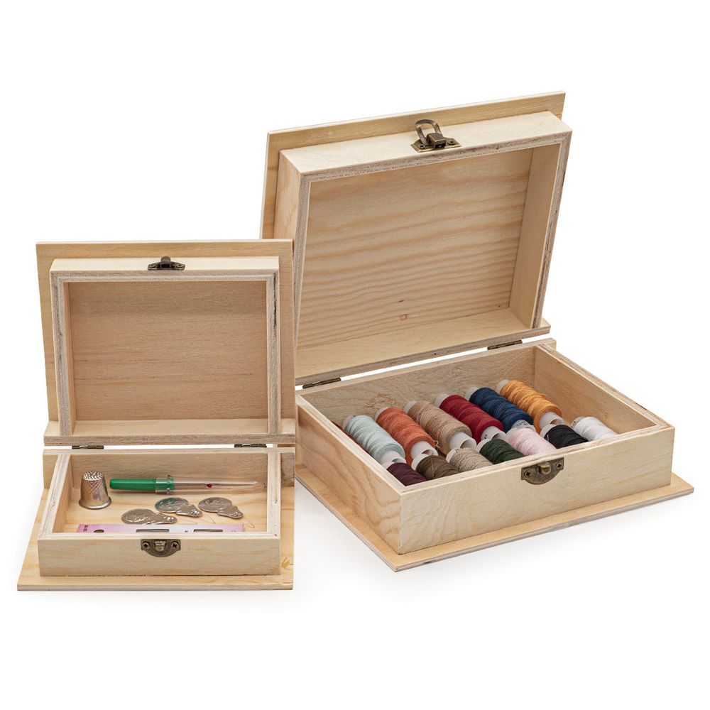 Заготовка для декорирования Шкатулка деревянная, сосна/фанера, 2 шт, 14.5х11.5х5см и 19.5х15.5х7см