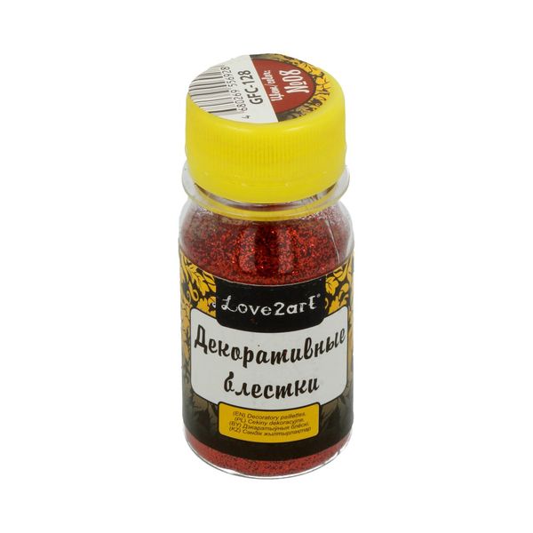 Блестки декоративные 0.2 мм, 4х20 г, 08 красный, Love2art GFC-128