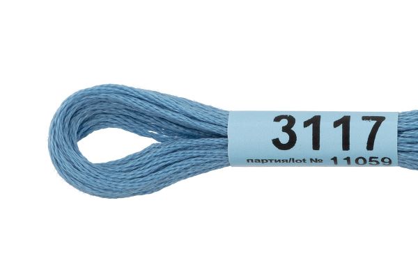 Мулине Gamma 100% хлопок, цв.3117 голубой, 24 мотка по 8 метров