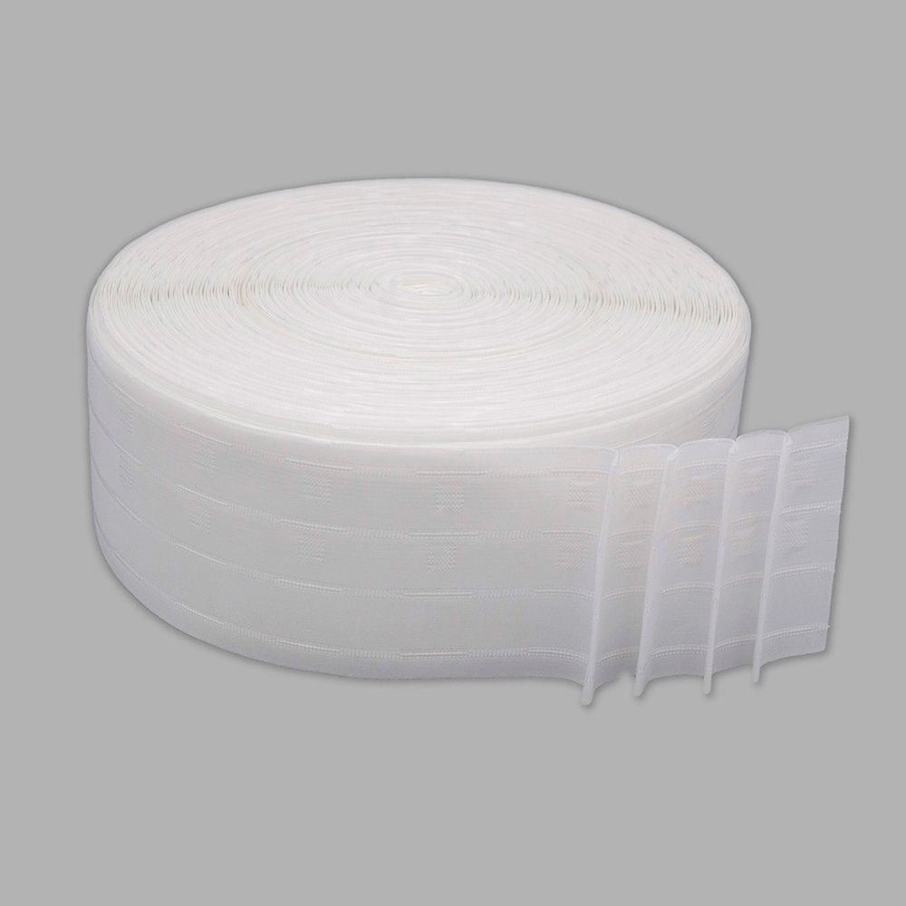 Лента (тесьма) шторная: сборка параллельная (1:2) 100 мм / 100 метров, равномерная