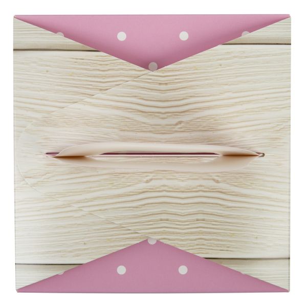 Коробка под кулич с окном 15х15х18 см, №1 Пасха розовая, S-Chief CBC-010