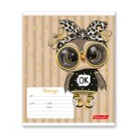 Тетрадь ученическая школьная, выборочные блестки, A5+ 12 л. на скобе, белизна 100%, 25 шт, линия, 000361 Совушки, Светоч 12ТСКд5_5_3_2