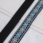 Стропа (ременная лента) 38 мм / 45.72 метра, [34.05 г/пог.м], с принтом 1-сторонняя, T0736 голубой/черный, 3Al359