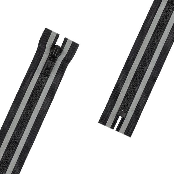 Молния трактор Т5 (5 мм) 1 зам., н/раз., 16 см, светоотражающая полоса, 002 черный, G3051S Gamma, 10 шт