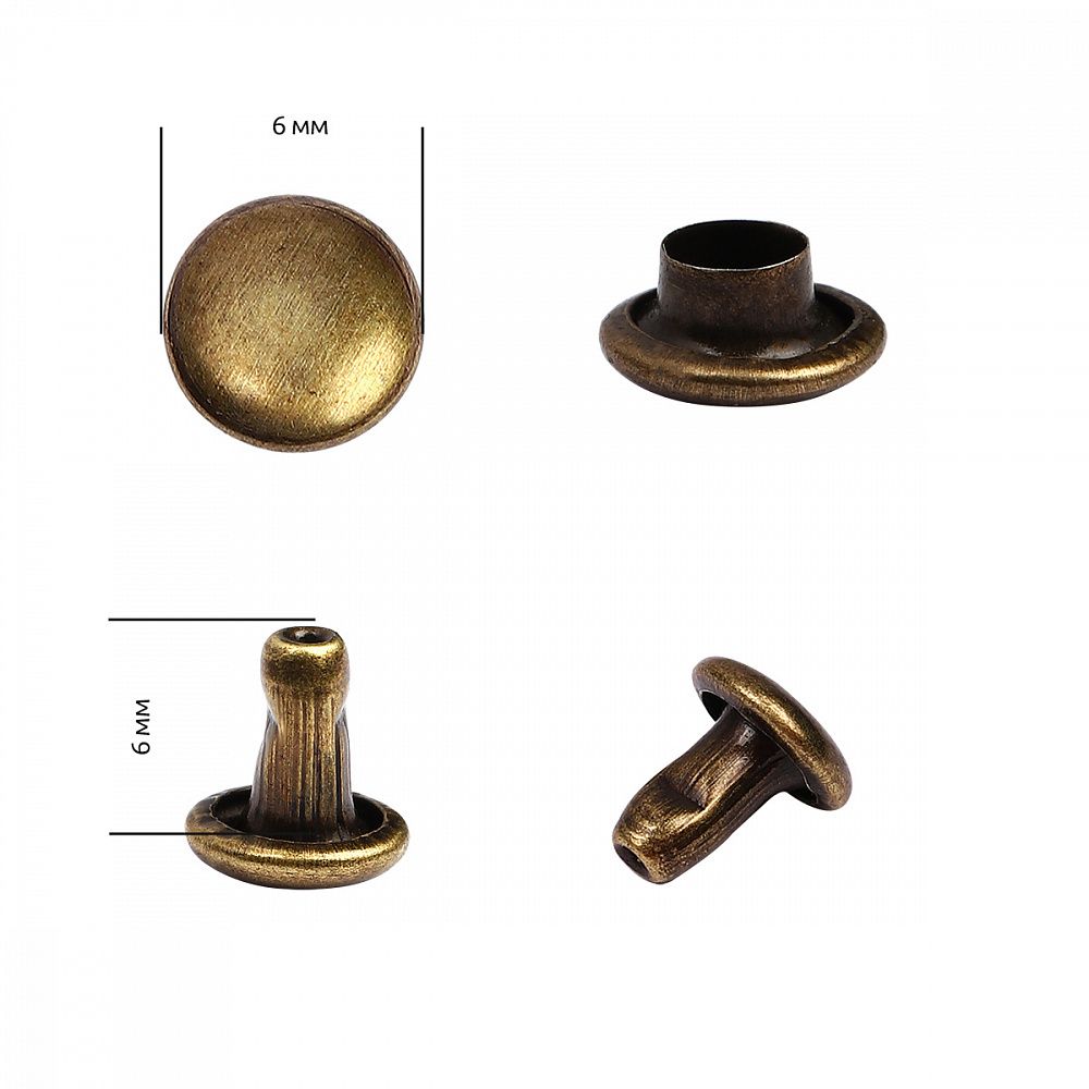 Хольнитены двухсторонние сталь 6х6 мм, №0, TBY.5206 цв. антик уп. 1000 шт, TBY