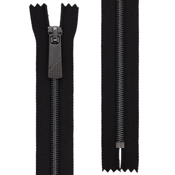 Молния металл Т5 (5 мм) 1 зам., н/раз., 20 см, декор, черн.никель, черный, KAP-5 Gamma, 5 шт