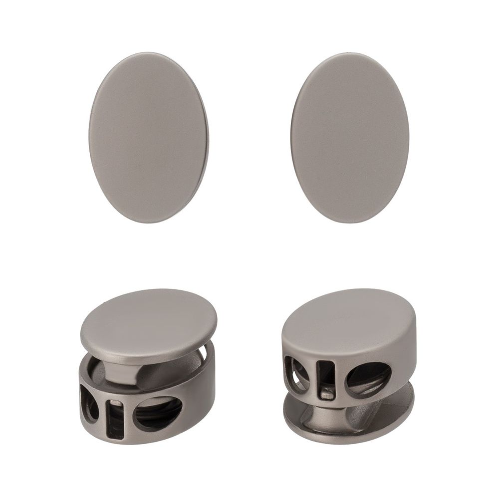 Фиксатор (зажим) для шнура металл 2 отв., ⌀3.5 мм (14х20 мм), овальный, матовое серебро цв.10-2, ГД15443, 10 шт