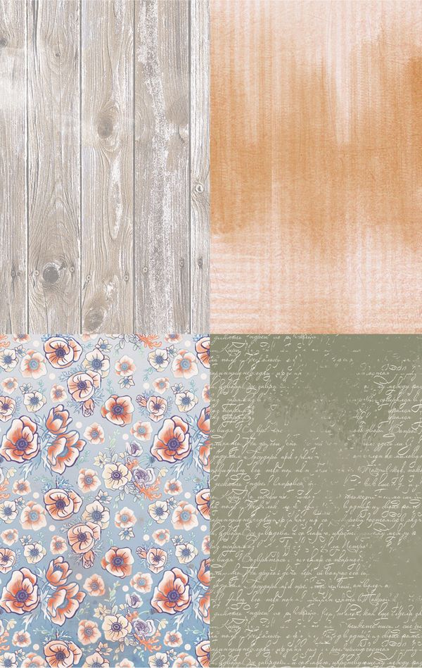 Бумага рисовая 32х22 см, 0061 Цветочный узор. ассорти 2, Love2art KPR/R