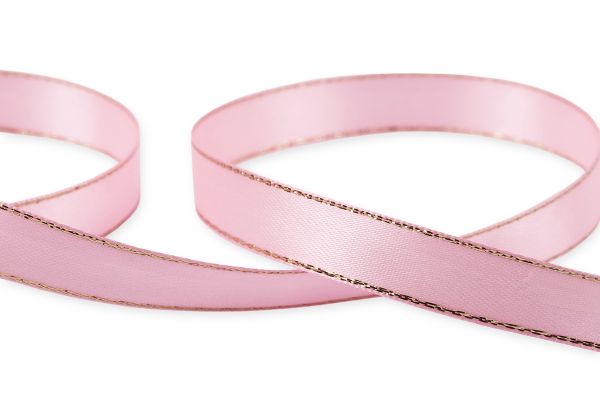 Лента атласная 2-сторонняя с метанитью 12.0 мм / 33±2 метра, №002 бл.розовый/серебро, Gamma AL-12M