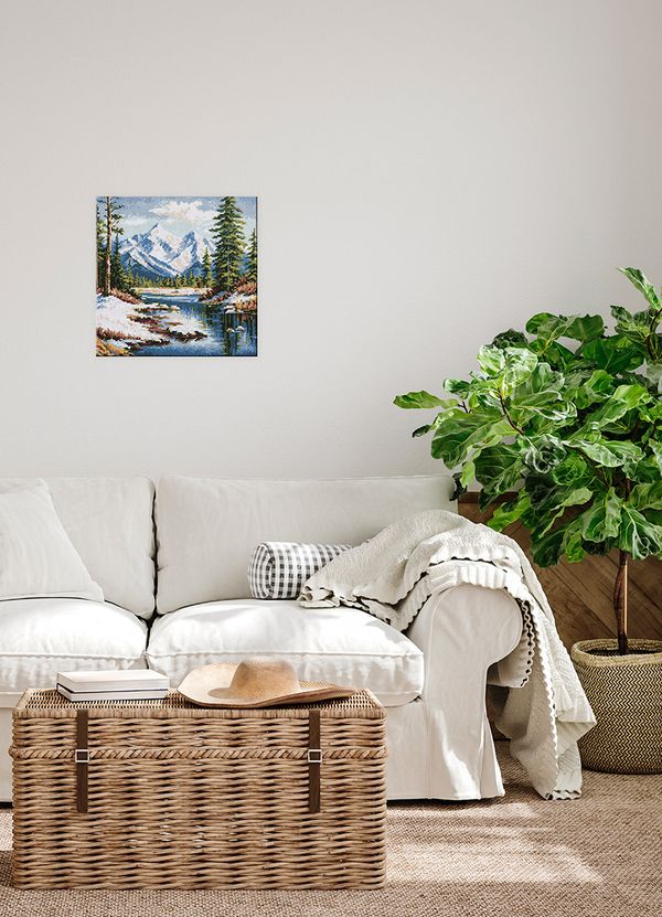 Алмазная (кристальная) мозаика Фрея ALPD-255, на подрамнике Горное озеро, 30х30 см