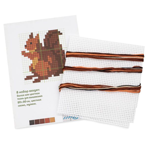 Набор для вышивания нитками РС Студия, Белочка 7х6 см
