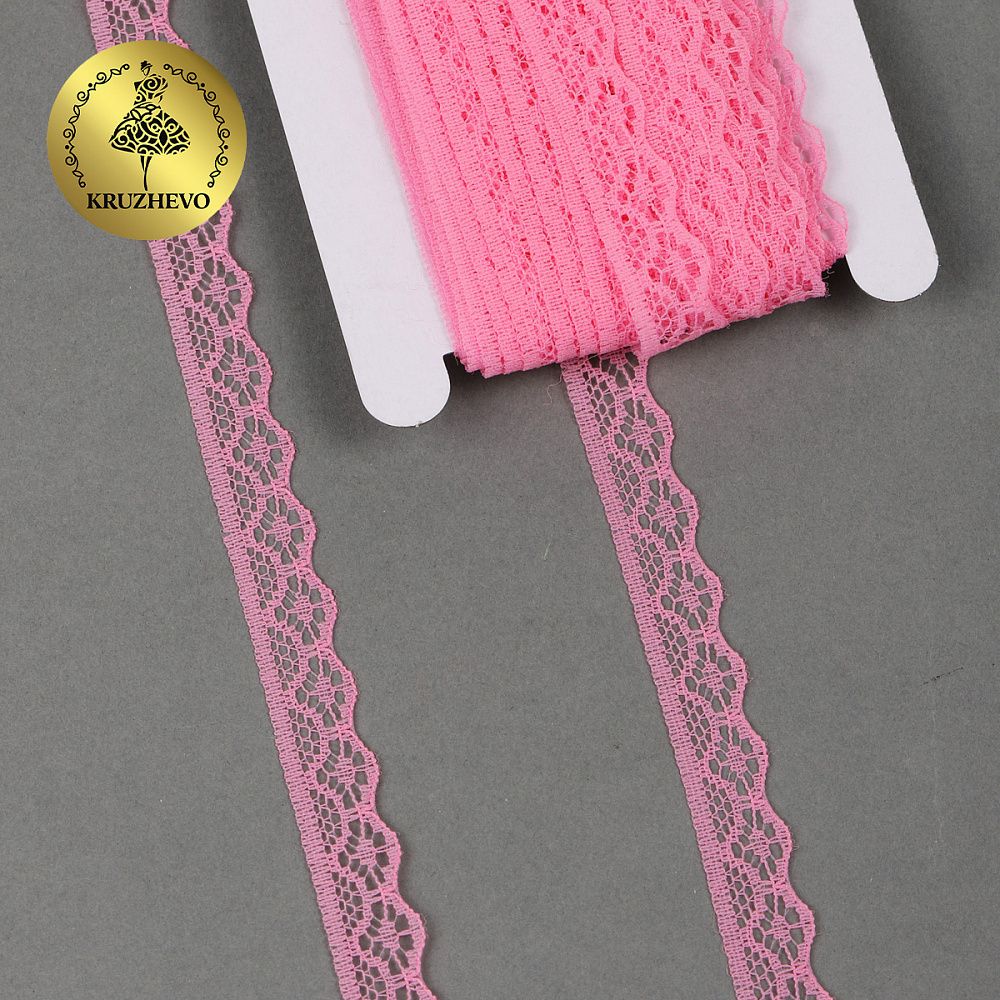 Кружево отделочное в стиле "трикотаж" 12 мм TBY 150-2, цв.227 коралловый уп.27.4м